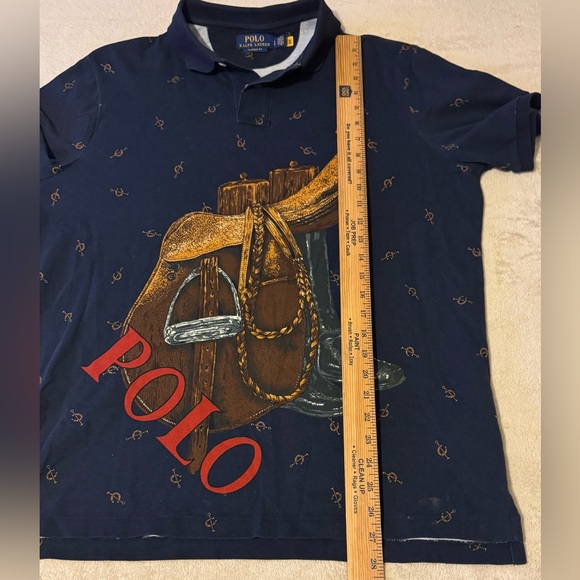 Polo Ralph Lauren "Horse Saddle and Boots" Graphic Short Sleeve Polo Shirt Large - Picture 8 of 10